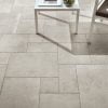 Rivoli Grigio Tumbled Porcelain Tile Four Size Pattern Laid To External Patio