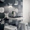 Monocrom Mix Black & White Mixture Of Modern & Traditional Italian Porcelain Tiles Bathroom Feature Wall