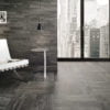 Tremosine Black Travertine Floor Tiles And Matching Brick Wall