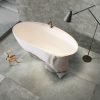 Cast Grey, Antiqued Rich Grey Metal Effect Porcelain Tile Free Standing Bath in En-suite