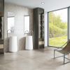 Cast Frost, Antiqued Cream & Silvery Grey Metal Effect Porcelain Tile Open Planned Bathroom