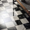 Black And White Polished Marble Checkerboard Porcelain Floor Tiles