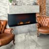 Fireplace Feature Wall And Floor Tiled In Valmalenco Silver Quartzite Effect Porcelain Tile
