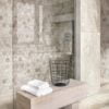 Hexagon Mosaic Bathroom Wall Tiles in Valmalenco Beige Quartzite Effect With Matching Floor Tiles