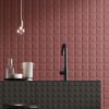 Kubus Red 3D Feature Wall and Graphite Black Sink Front
