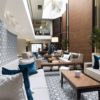 Maroc Aqua Blue Encaustic Style Restaurant Floor Tiles And Feature Wall