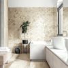 Valmalenco Beige Quartzite Effect Bathroom Floor Tiles And Hexagon Mosaic