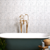 Glendurgan Ceramic Wild Flower Bathroom Wall Tile with Green Freestanding Bath