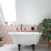 Lily Pad Bubblegum Bathroom wall tiles and freestanding bath