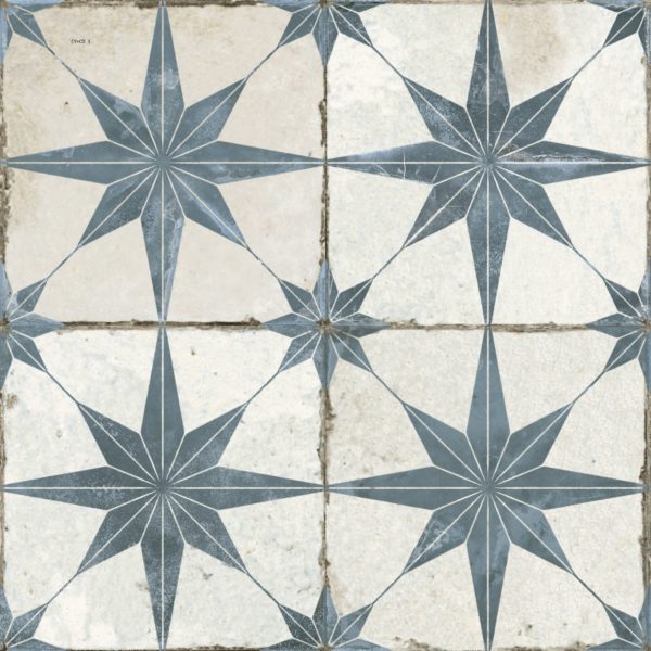 Spitalfields Retro Star Blue Ceramic Tile