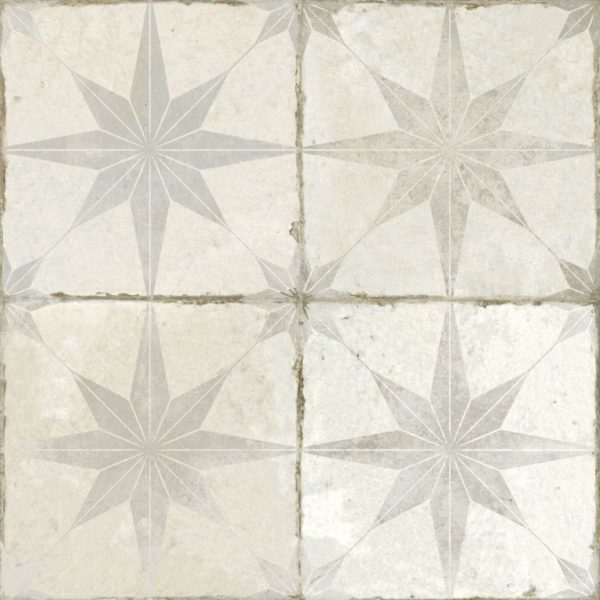 Spitalfields Retro Star White Ceramic Tile
