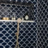 Atlantis Scallop Navy Blue shower niche.