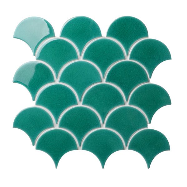 Atlantis Scallop Emerald Green Porcelain Tiles