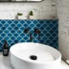 Atlantis Scallop Porcelain Ultramarine Bathroom Wall Tiles.