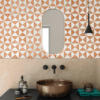 Sol Orange Geometric Bathroom Wall Tiles